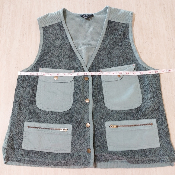 Vintage 90s Carole Little Snake Printed Utility Gorpcore Vest with Pockets - Picture 7 of 11